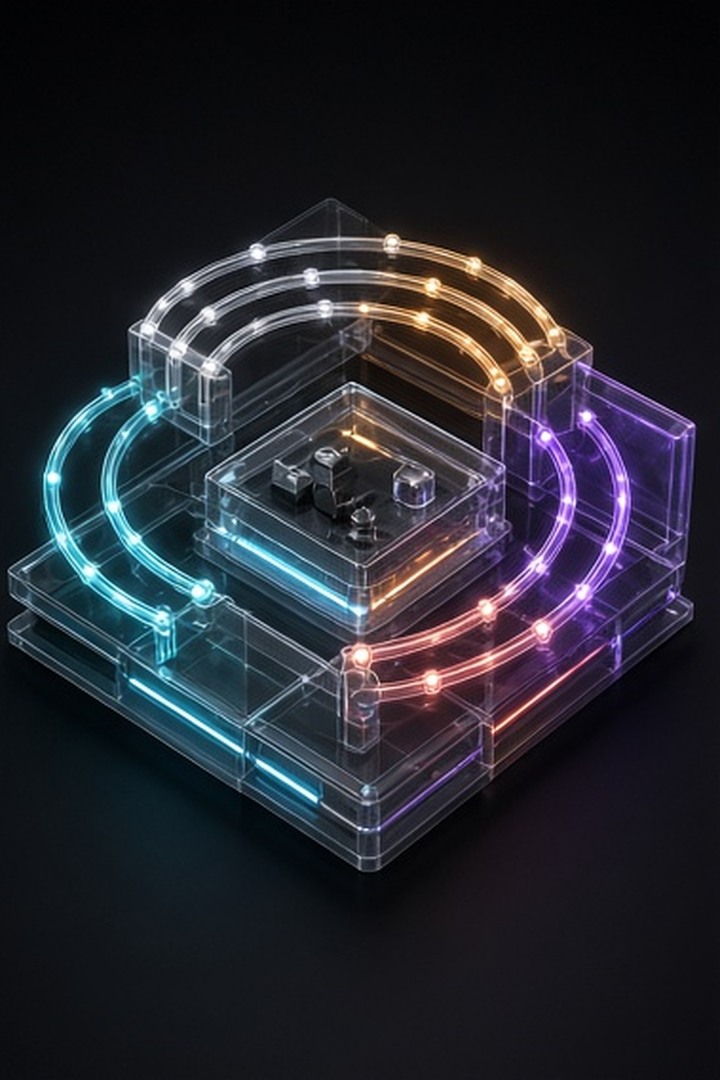 Five luminous prototype constellations connected through one acrylic lab