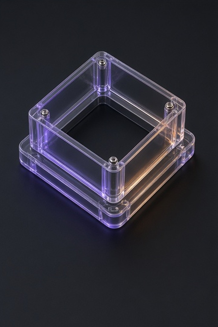 An empty acrylic identity socket with no profile capsule