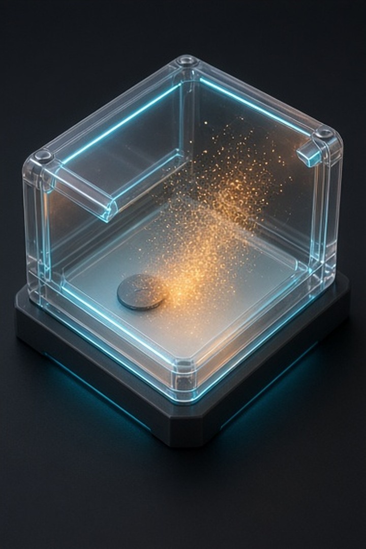 A transparent local flightcase opening into a clean reset chamber